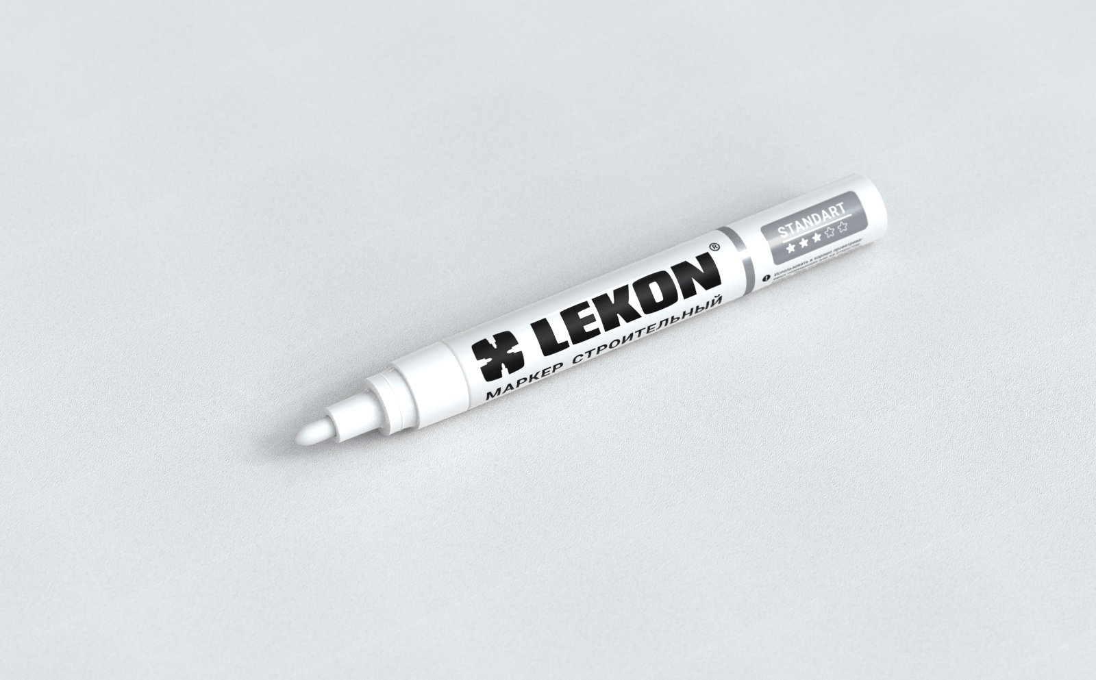 Маркер LEKON Standart c нитроэмалью 4мм (12) белый