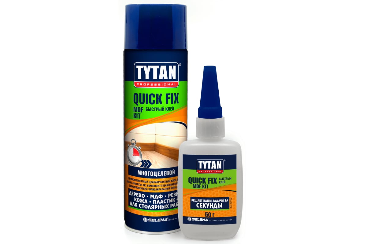 Tytan Professional клей двухкомпонентный цианакрилатный для МДФ прозрачный 200 мл/50 г