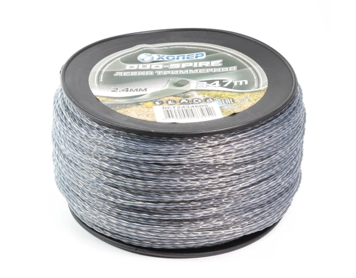 Леска Хопер DUO-SPIRE круч. квадрат с сердечн 2.4mm*3LB (347м) (бобина) серая (12шт/упак)