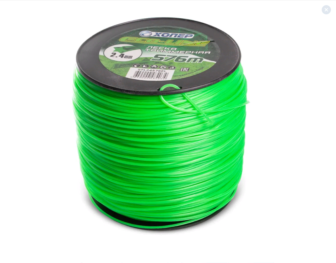 Леска Хопер ECO-LINE звезда 2,4mm*5BL (576м) (бобина) зеленая